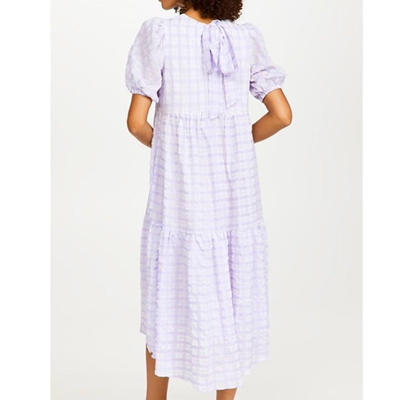 ENGLISH FACTORY Tiered Gingham midi Dress purple size XS - Picture 2 of 11
